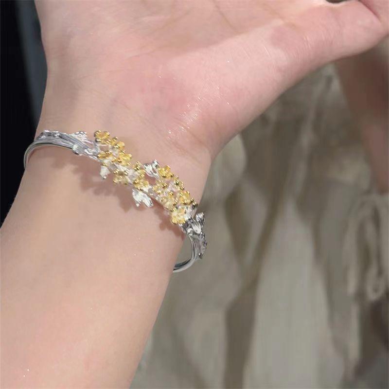 [Osmanthus Lane] Osmanthus Bracelet New Chinese Style Niche Design Open Bangle Mother's Day Gift Retro Style
