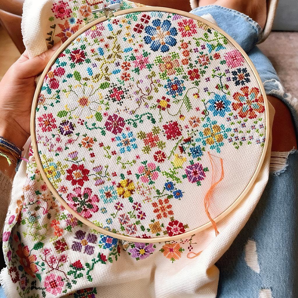 A Flower A Day Embroidery Stitches Practice Kit with Stamped Embroidery Patterns DIY Floral Embroidery Kit for Adults Beginners