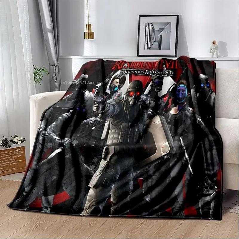 R-Resident Evil Game Gamer Soft Plush Blanket Leon Ada Red Umbrella Blanket for Living Room Bedroom Bed Sofa Picnic Office Cover