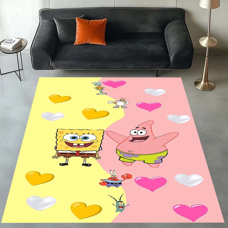 3D S-SpongeBob Patrick Star Cartoon Carpet Rug for Playroom Bedroom Living Room Sofa Home Decor,kids Area Rug Non-slip Floor Mat