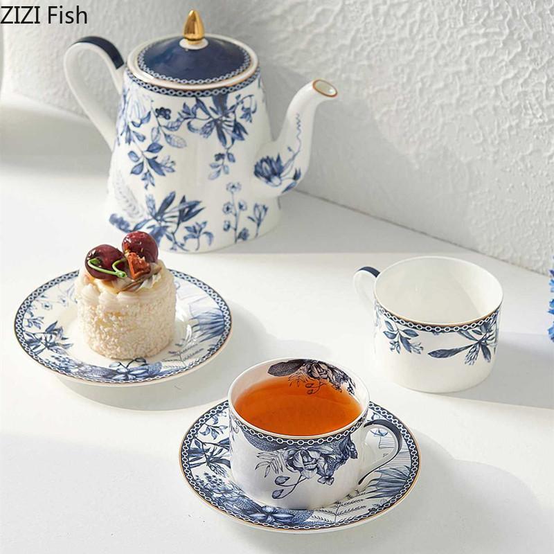 Simple Coffee Cup Ceramic Mug and Teapot Creative Office Afternoon Tea Latte Milk Coffee Cup Set British Home Beverage Gift