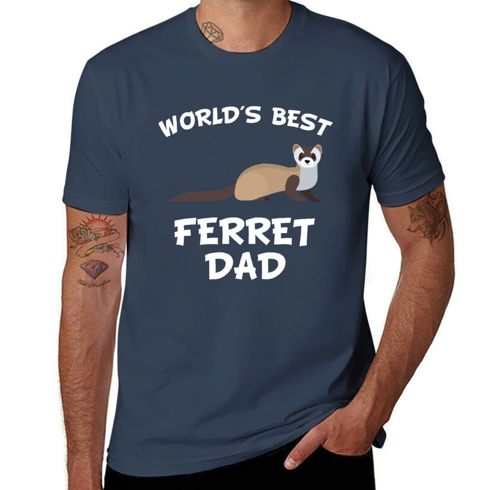 Worlds Best Ferret Dad Tshirt Minimalist Plain Crew Neck Tshirt S