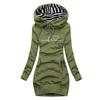 Drawstring Front Pocket Long Sleeves Mid-Length Pullover Hoodie Women Autumn Winter Heartbeat Print Slim Fit Hooded Sweatshirt Outerwear