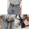 Women Skinny Pu Leather Belt Fashion Floral Decor For Office Wear