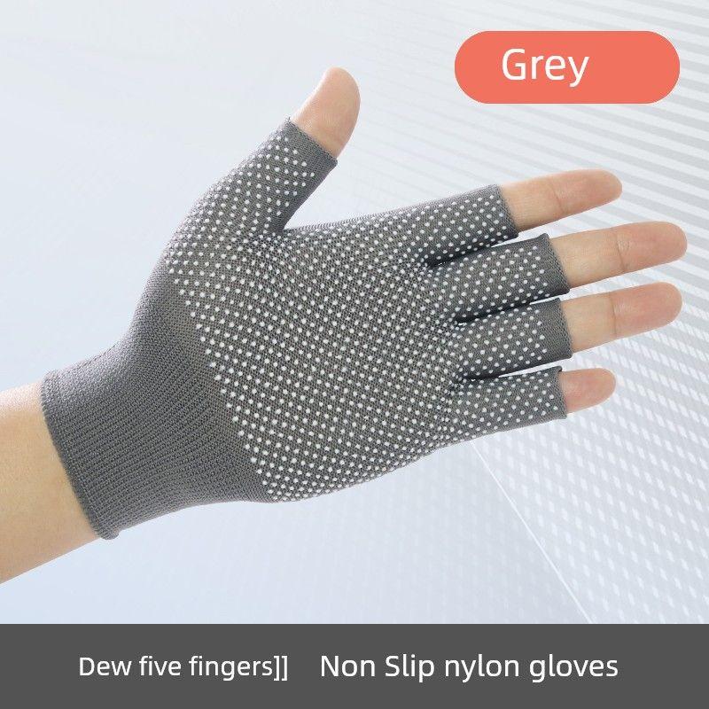 

Express Fitness Abrasion Resistant Summer Thin Half Finger Gloves Dew five fingers [dispensing ash] 5 pairs One size