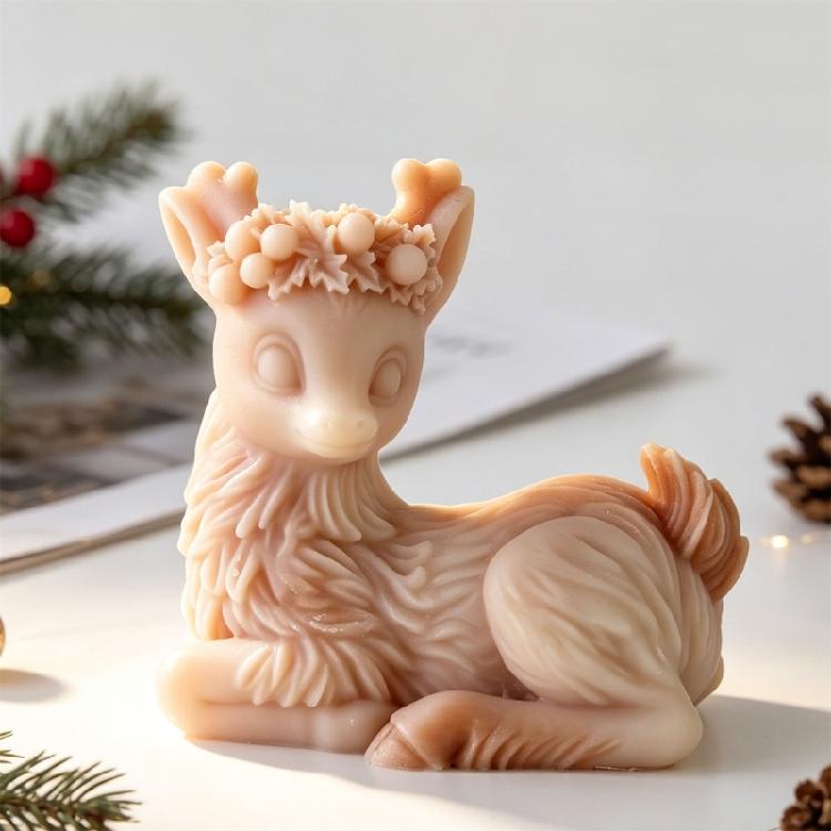 Winter Reindeer Candle Form, Christmas Silicone Craft Form for DIY Holiday Display and Home Handmade Projects Use