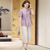 2026 Women's Summer Elegant Suit: Short-Sleeved Top & Wide-Leg Pants Set