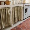 Fresh pastoral small lattice half curtain fabric floating curtain cabinet curtain coffee curtain door curtain partition curtain