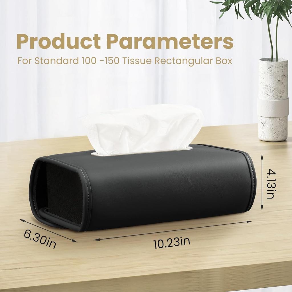 Car Tissue Holder, WHHMK Tissue Box Cover Keep Car Tidy, Premium PU Leather Backseat Napkin Rectangle Organizer, Extra Large Tissue Box Storage In