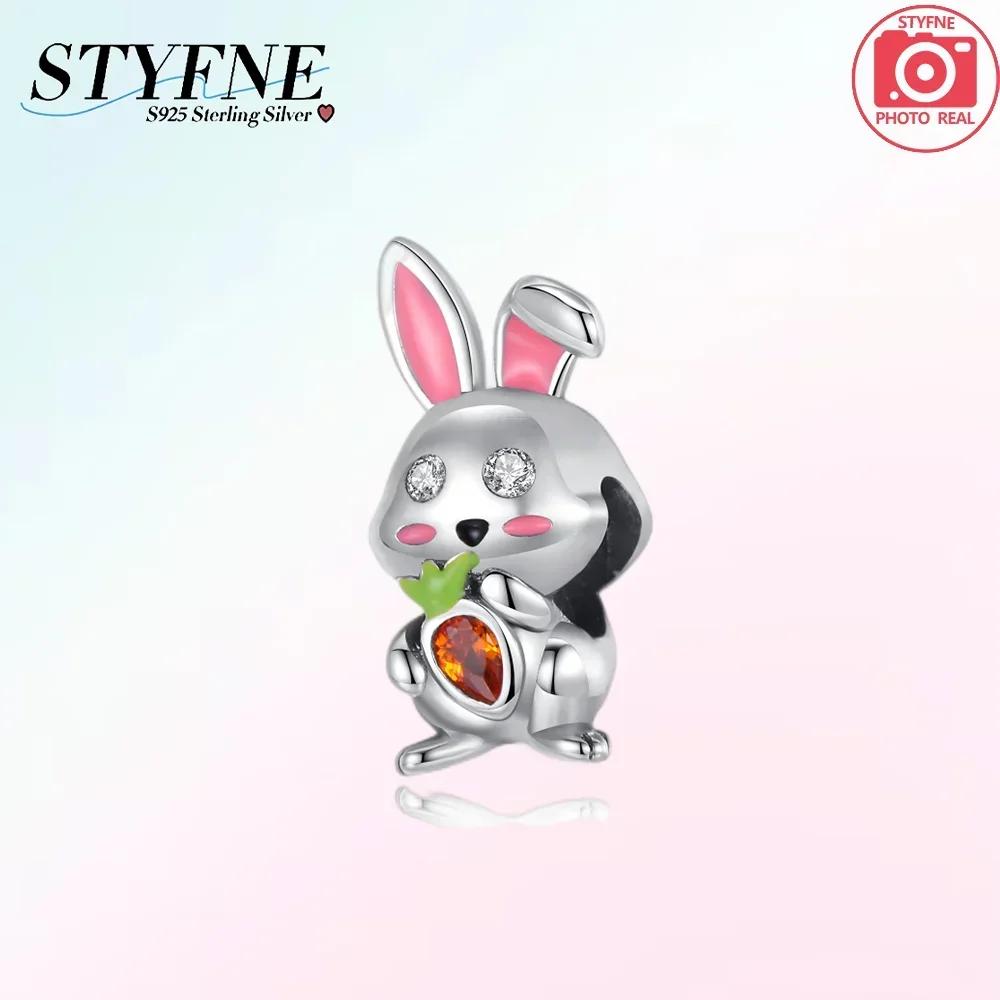 Original Hatched Snake White Rabbit Blue Zircon Heart Catcopper Animal Pendant Charm Bead Fit Bracelet Women Gift Accessory