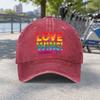 Rainbow Love Wins Unisex Baseball Cap Duckbill Hat With Hook Loop Closure Lightweight Washed Cap
