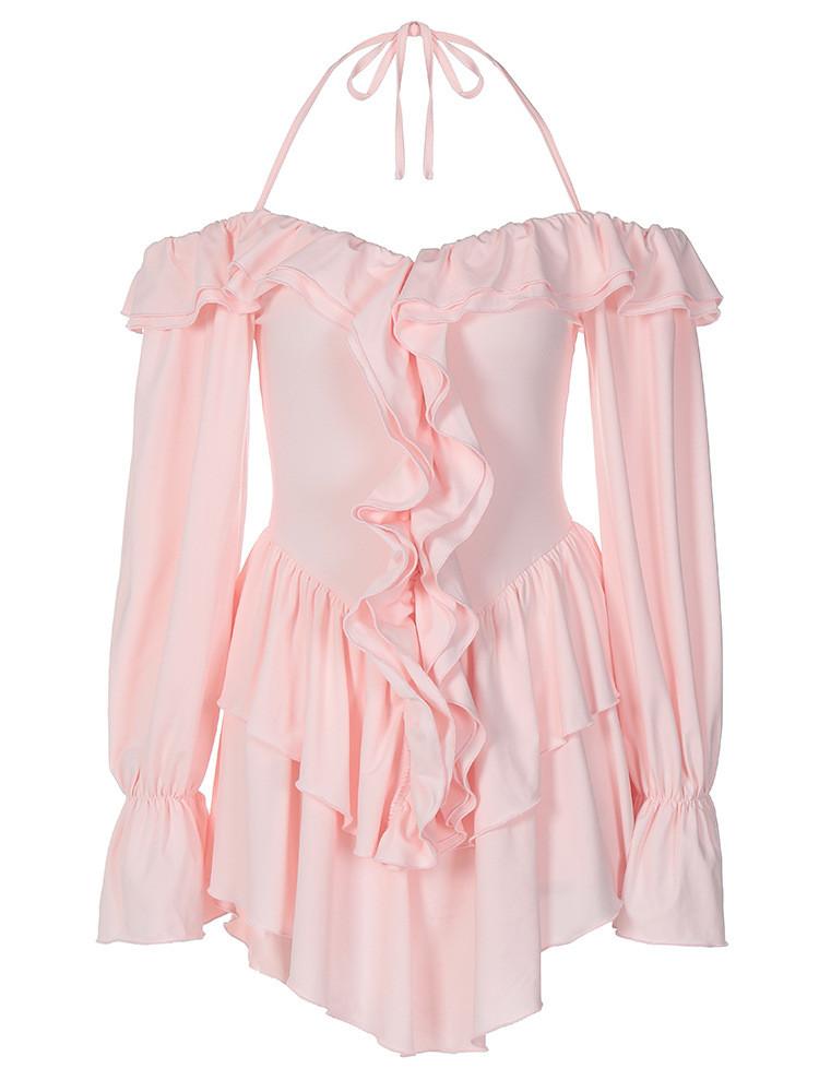European Style Womens Summer Jumpsuit With Ruffle Long Sleeves And High Waist For Streetwear Fashion