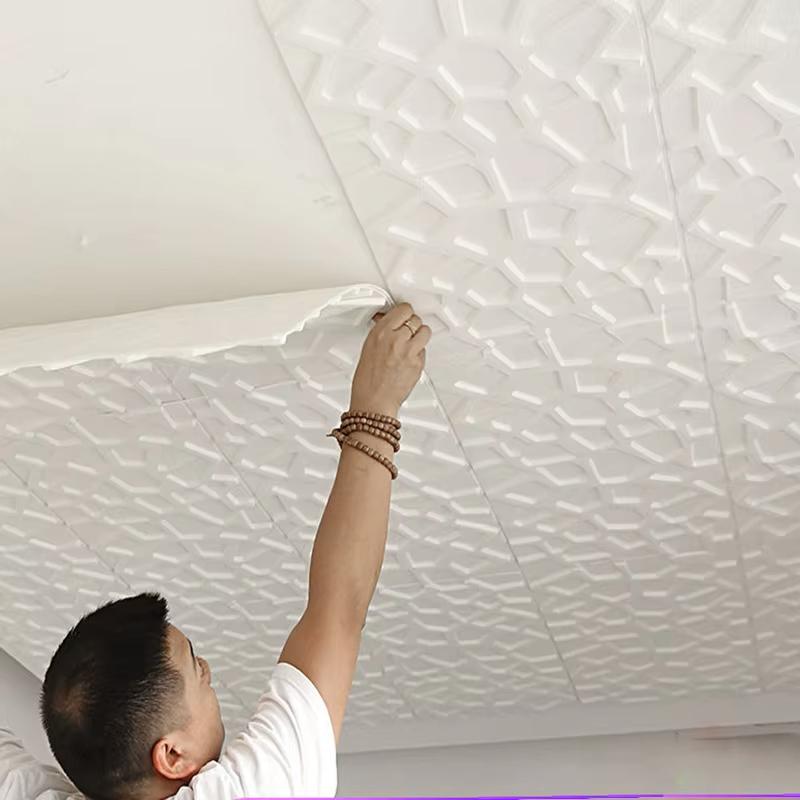 4/8/12PCS Ceiling Tiles Peel & Stick Ceiling Tiles 3D Wall Panels Foam Easy to Install Waterproof for Ceil and Wall Decor