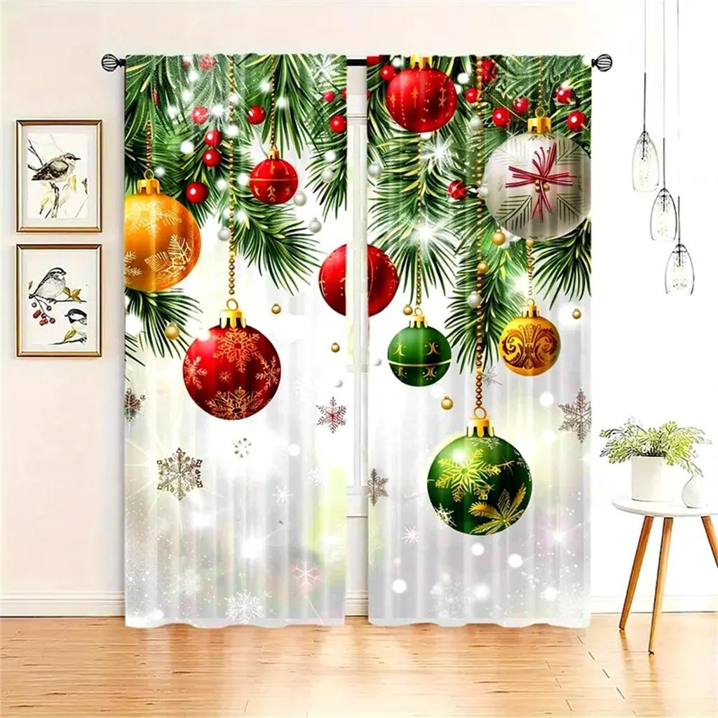 

2 шт. Шторы для кафе, рождественские, со снеговиком и снежинками, полузатемняющие шторы для спальни, гостиной, окна, кухни, офиса, дома, кухни W50 X H130(CM)X2&Grommet Top