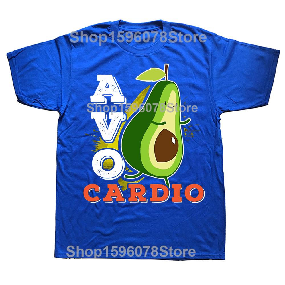 Avocardio Avocado Exercise Running Funny Cute Printed T Shirts Men Breathable Tees Summer Cotton Tshirt Hip Hop Loose TShirt