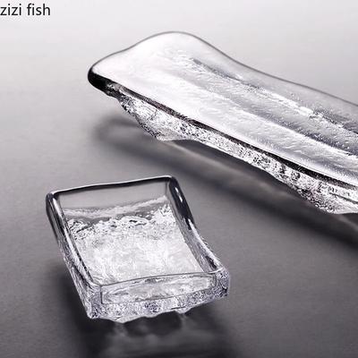 Kreativer Glas-Essteller mit Hammermuster, unregelmäßiger Sushi-Teller, Sashimi-Teller, Dessertteller, Snackteller, Spezialgeschirr