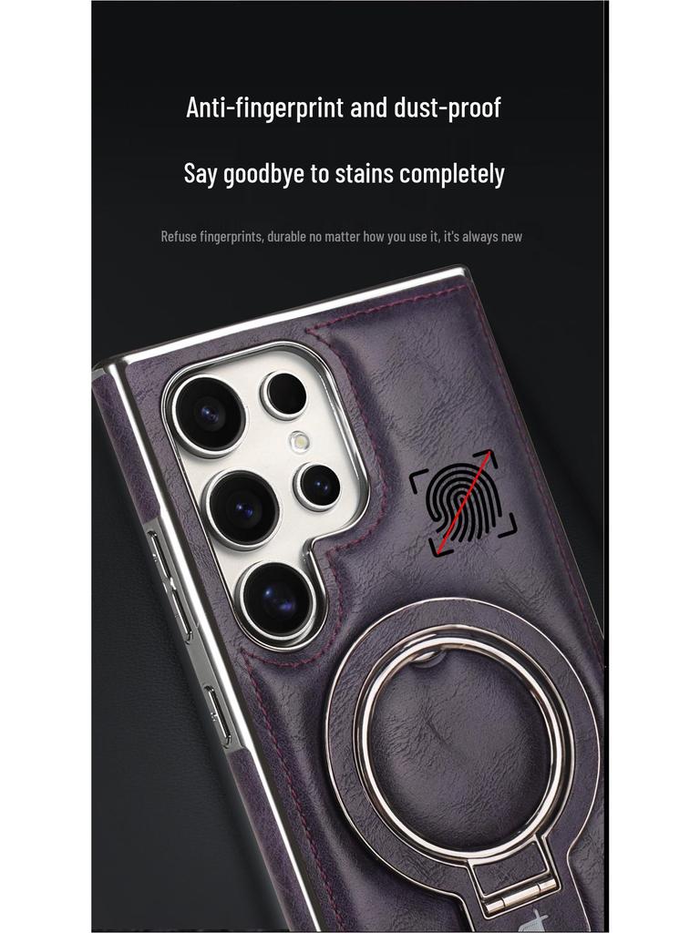 Samsung S26 Ultra Leather Magnetic Stand & Drop-proof Racket Case
