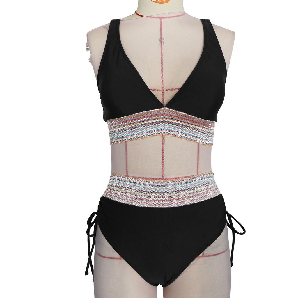 New women's split swimsuit sexy bikini high waist belly hanging neck tight swimsuit