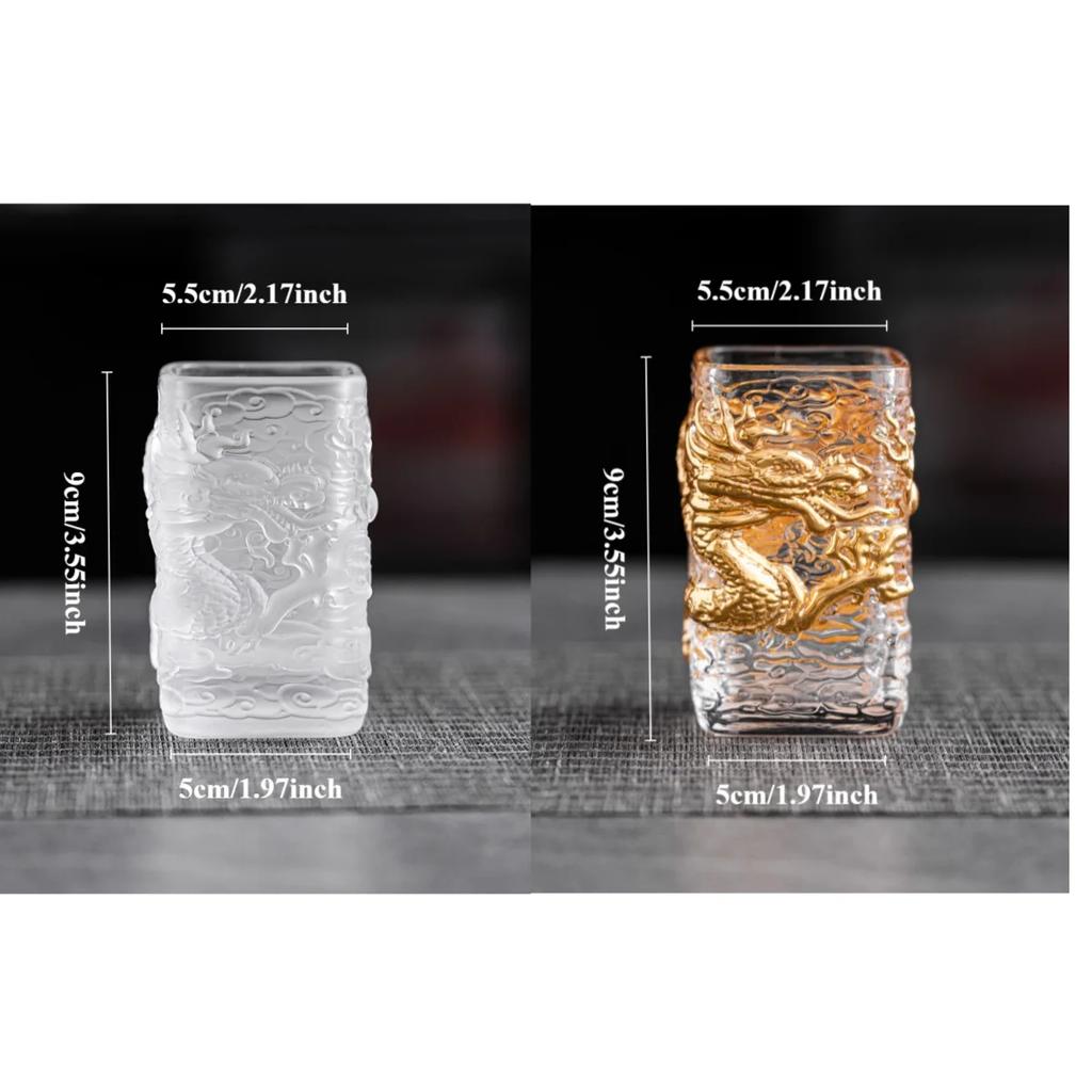 Personalized Creative Glass Tea Cup Golden Dragon Cup Heat-resistant Glass Master Single Cup