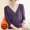 Mom's Velvet Thickened Knit Two-Piece Sweater for Autumn/Winter - Mid-Age Half-High Collar