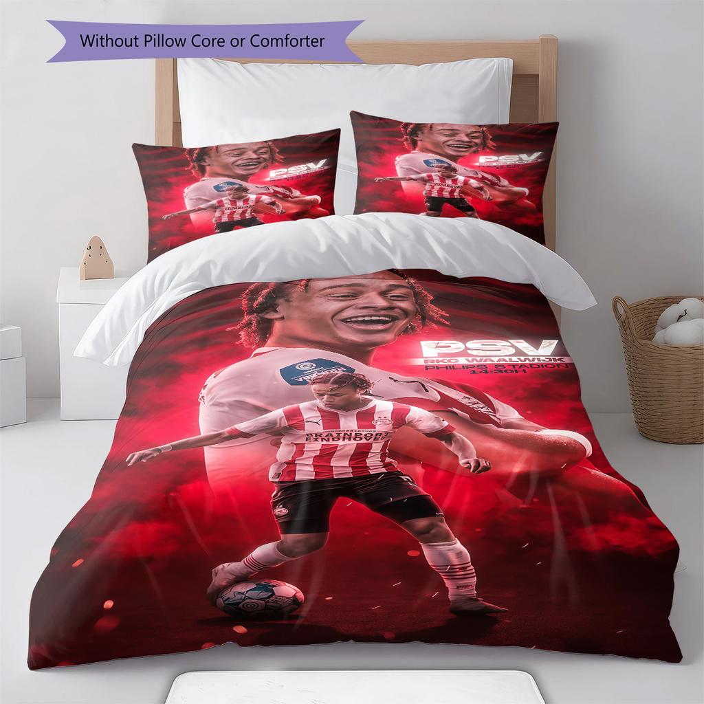 PSV Eindhoven Pattern Bedding Quilt Set Quilt Cover Pillowcase Home Decoration Birthday Gift (1 * duvet cover + 2 * pillowcase, without core)