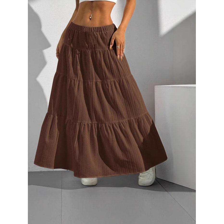 Fashion Women Loose Long Skirts White Solid Basic Lace Up Bow 2025 Spring Summer Cake Dress Casual Sweet Office Lady Clothes