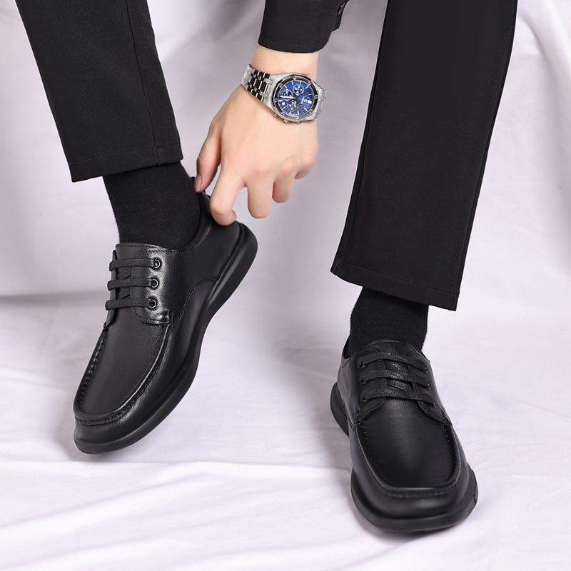 Genuine Leather Men's Shoes Black Classic Business Style Outdoor Formal Party Daily Office Adult Quality Comfortable Shoes Hot