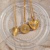 MamacitaSlay Jewelry Leaf Circle Heart Stripe Pendant Necklaces Zircon Inlaid 18K Plated Stainless Steel Necklace Women's Gift