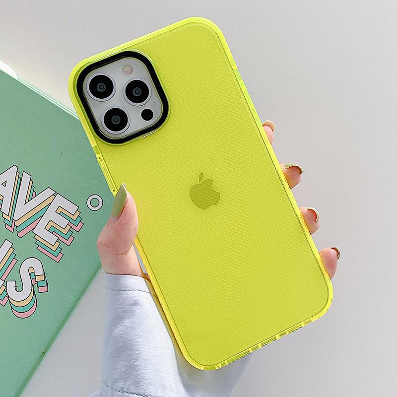 

Neon Fluorescent Color Phone Case For iPhone 17 16 15 14 Pro Max Air 16e 11 12 13 Mini Frame Protective Silicone Cover iPhone 13 mini