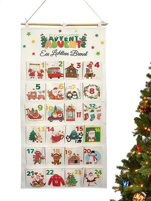 Personalisierter Weihnachtskalender mit 24 Taschen, zum Aufhängen, Weihnachtsdekoration, Geschenk, Feiertagsparty-Zubehör
