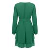 Women's Casual Fashion Solid Color Loose Long Sleeves Pocket Shirt Dress