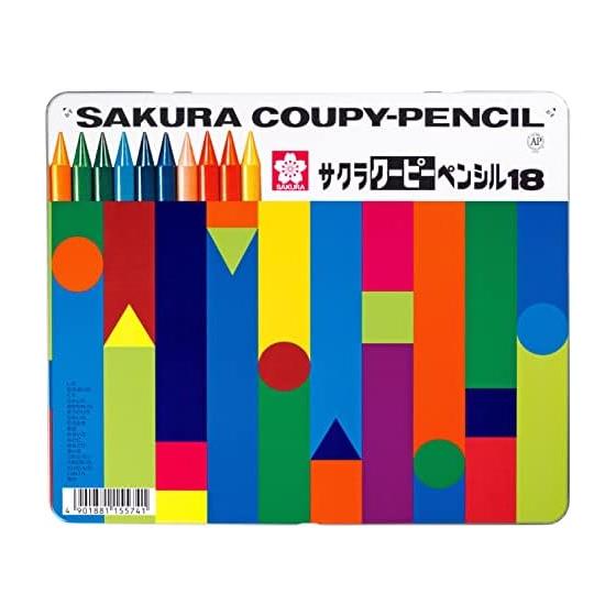 Sakura Crepas цветной карандаш Coupy Pencil 18 цветов в жестяной банке FY18