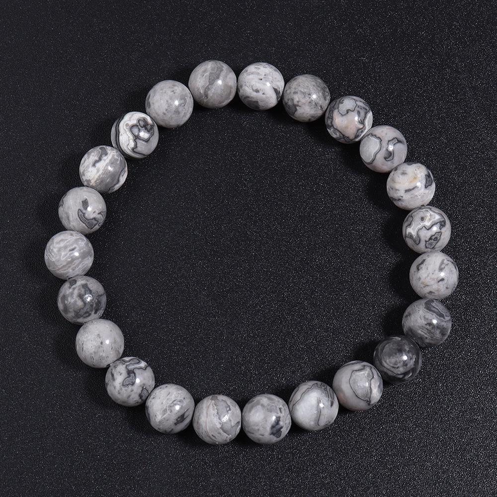 Natural Stone Beaded Bracelet - Map Stone Yoga Energy Single-Loop Jewelry