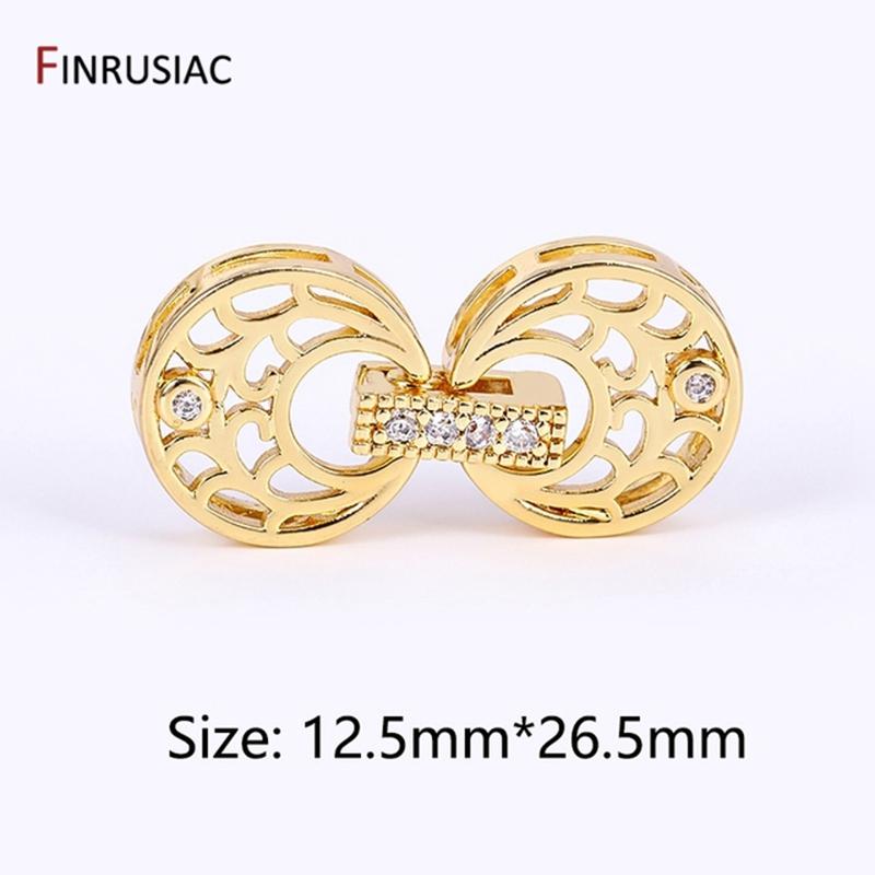 

18K Gold Plated Round Pearl Clasps For Jewelry Making Supplies, Brass Inlaid Zircon Nacklace Connector DIY Jewelry Accessories 1 piece