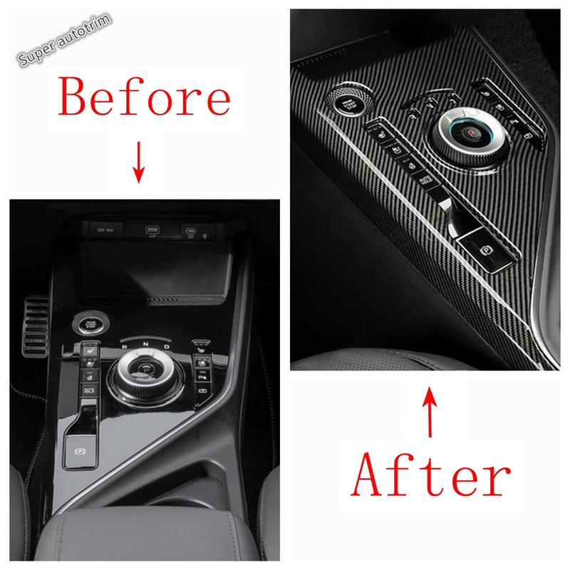 Central Control Gear Shift Panel Frame Decoration Cover Trim For Kia Niro EV - 2025 ABS Carbon Fiber Accessories Interior