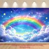 2D Plane, 1 Piece of Soft Rainbow Cloud and Starry Background Fabric, for Party, Wedding or Birthday Decoration