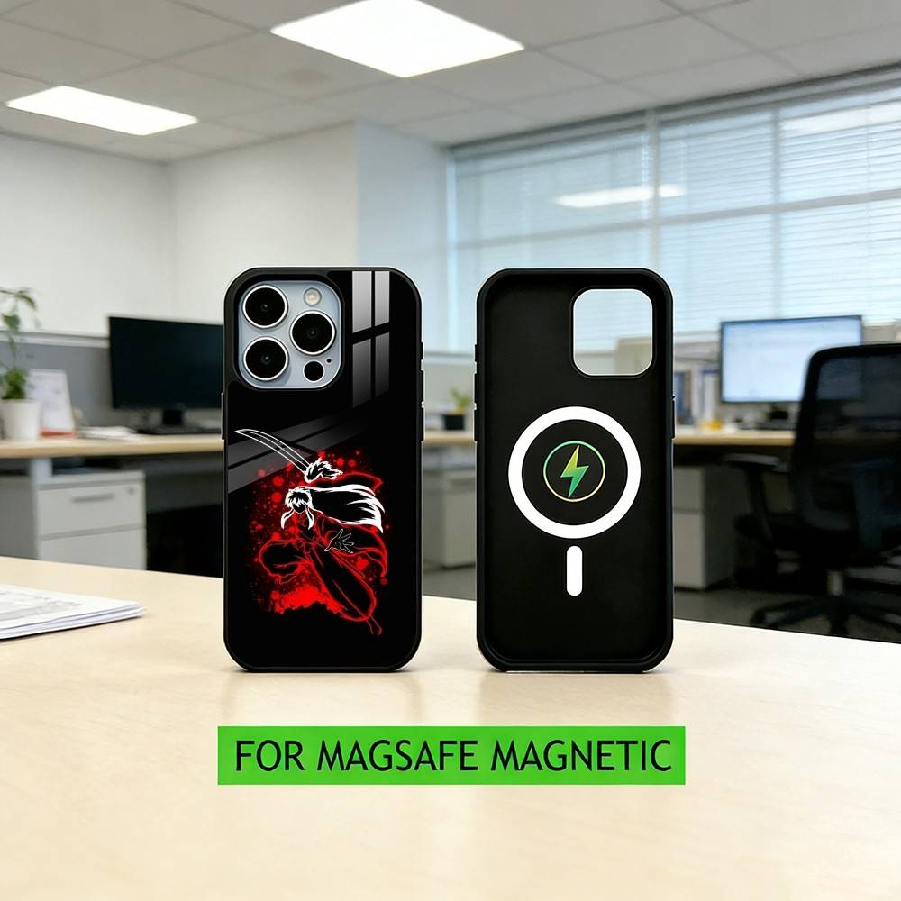 Inuyasha Silhouette Red Katana Anime Phone Case For iPhone17,16,15,14,13,12,11 Plus,Pro Magnetic For Magsafe Wireless Charging