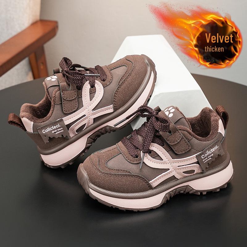 Kids' Autumn/Winter Soft Sole Casual Shoes – Plus Velvet Warm, Lightweight, Versatile, and Comfortable Sports Shoes for Medium & Large Children.