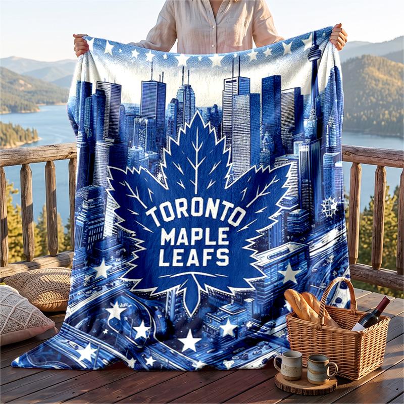 Warm Flannel Blanket Toronto Maple Leafs Pattern, Lightweight Comfortable Throw Blanket for Bed Sofa Use