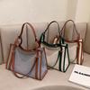 New simple casual large-capacity linen handbag fashion trend contrasting color shoulder bag commuter tote bag