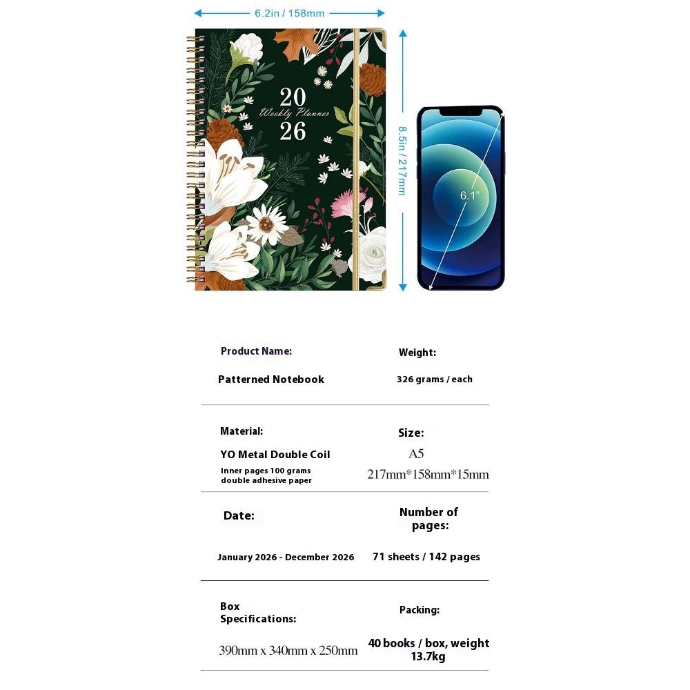 English Notepad A5 Coil English Notebook Diary Plan Book Work Exercise Schedule Book
