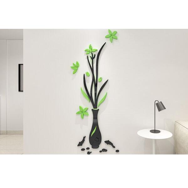 Rose Vase Acrylic Mirror Wall Stickers Plum Blossom DIY Art Wall Decal Living Room Bedroom Home Flower Wallpaper Decor