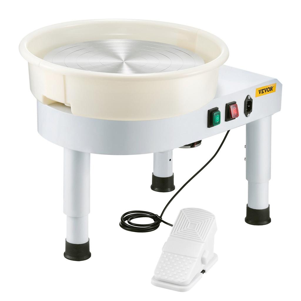 Pottery Wheel, 14 in Ceramic Wheel Forming Machine, 60-300 RPM Adjustable Speed with Foot Pedal Control, Detachable Basin, Adjustable Lift Leg,