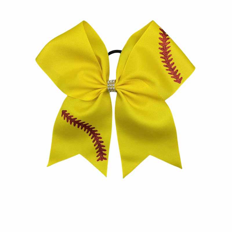 Cheerleader Bow Rhinestone Hair Tie - Olive Branch Design