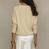 Maglione a Maniche Lunghe da Donna Primavera Estate Top all'Uncinetto Girocollo Orlo Arricciato Pullover a Maglia Camicetta Casual