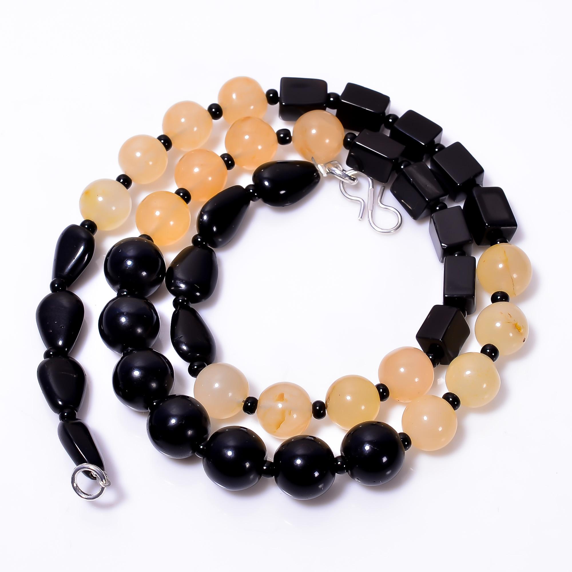 

Natural Black Onyx Montana Agate Gemstone Smooth Beads Necklace 7-10 mm 18 UB-8557