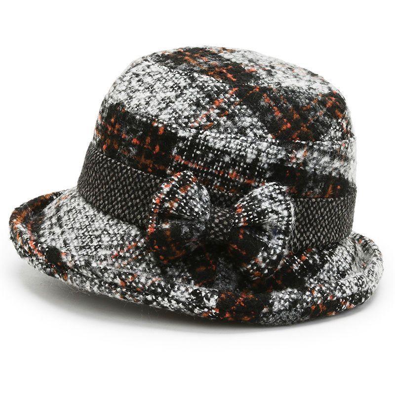 In the Elderly Lady Hat Autumn and Winter Mother Old Lady Woolen Grandmother Old Man Warm Bucket Hat Cotton Hat