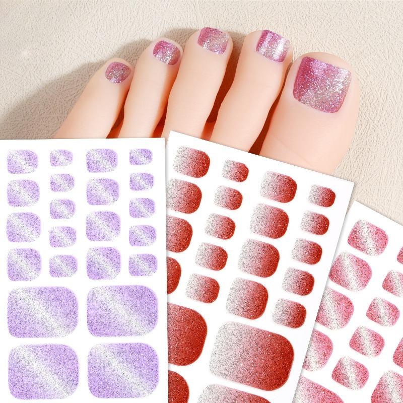 Glittery Nail Stickers, Gradient Cat-eye Toenail Stickers, Waterproof Nail Stickers That Brighten Skin Tone