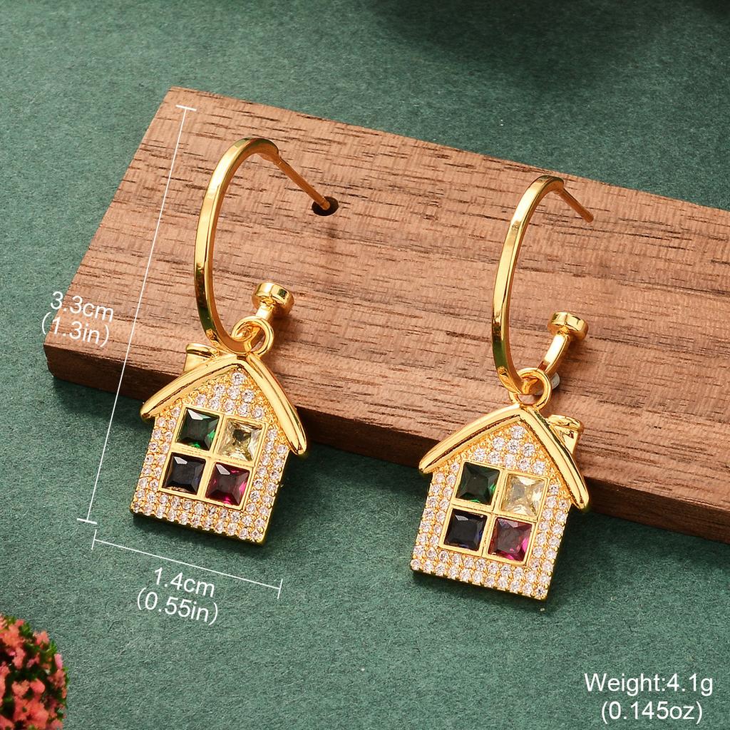 Christmas element earrings, star color zirconium autumn and winter light luxury new products, fashion temperament, fringed love studs