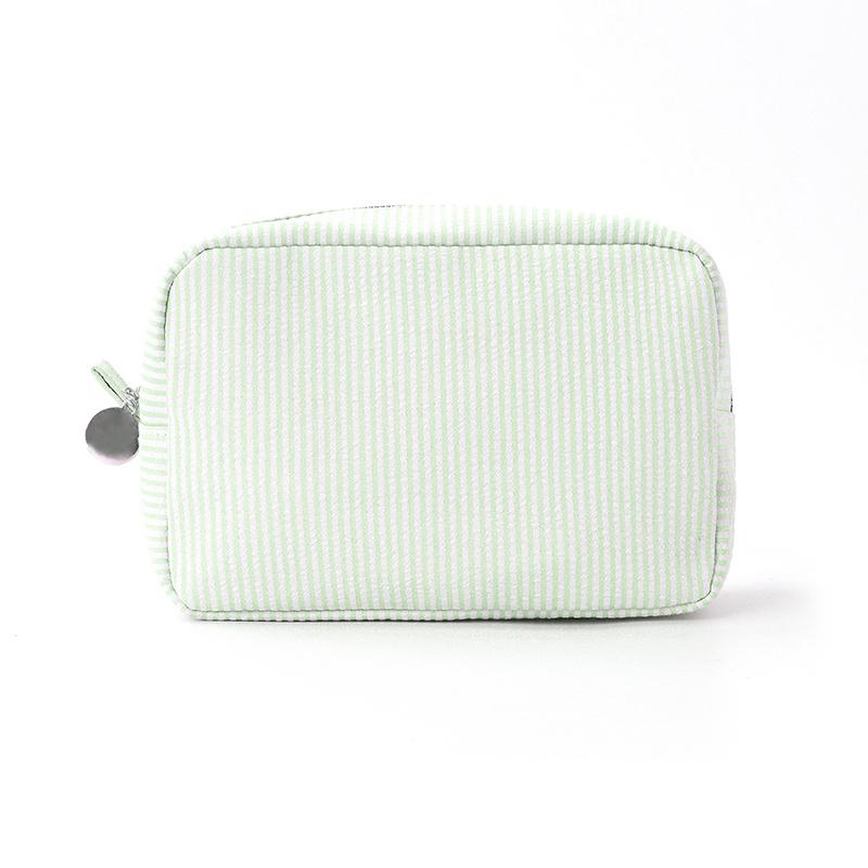 Contrast Color Striped Cosmetic Bag for Women Daily Casual Soft Zipper Makeup Storage Bag Portable Travel Outdoor Toiletry Bags